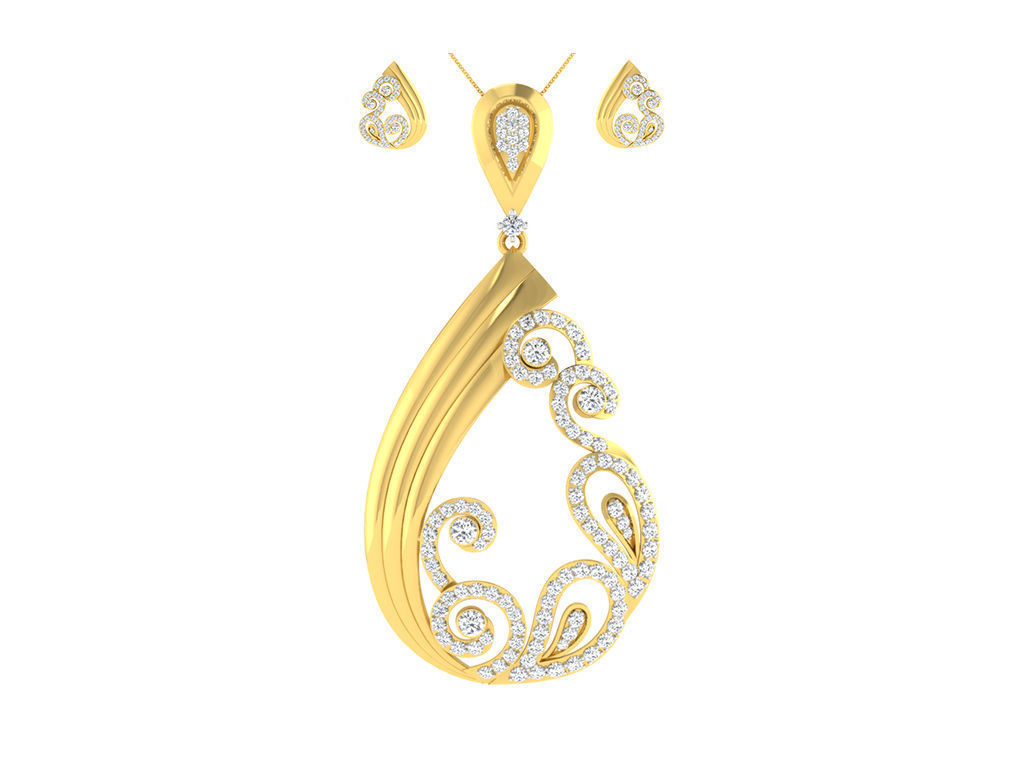 Luxury in Every Sparkle Ladies Diamond Pendant Sets 3D print model_18
