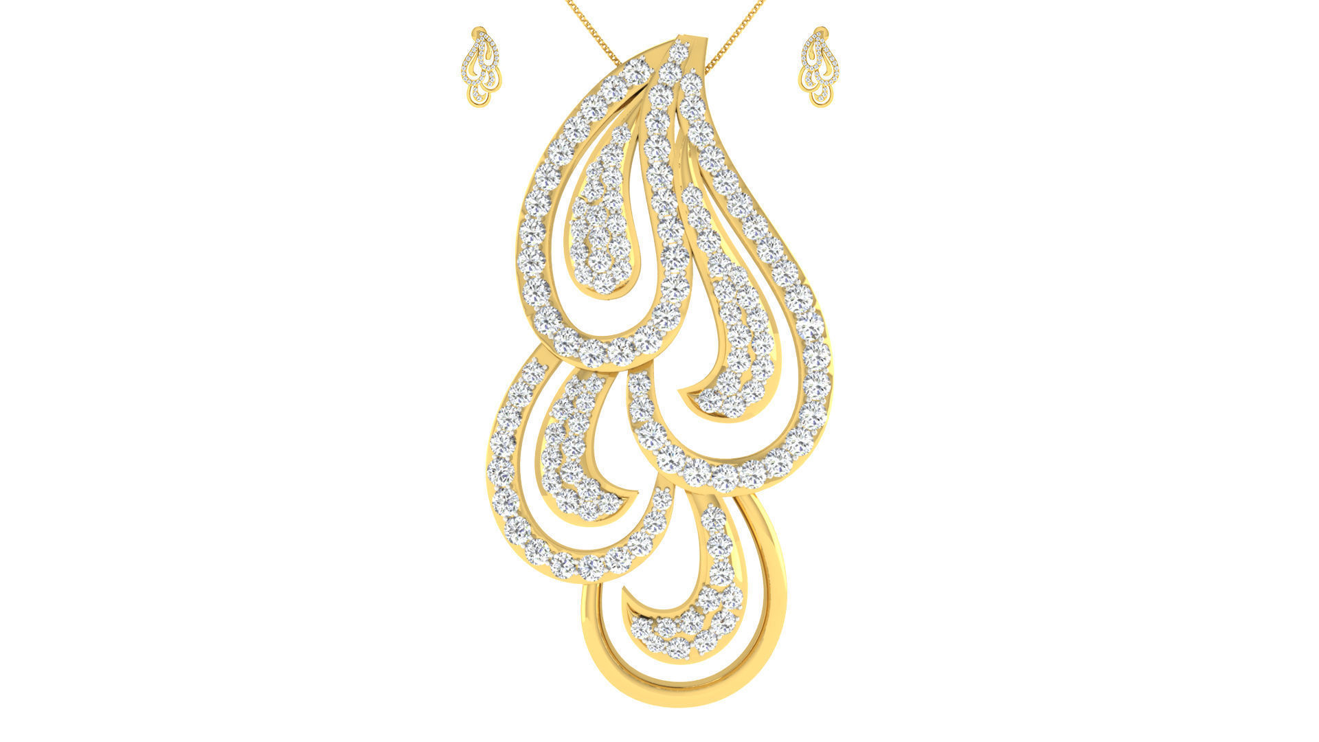 Luxury in Every Sparkle Ladies Diamond Pendant Sets 3D print model_44