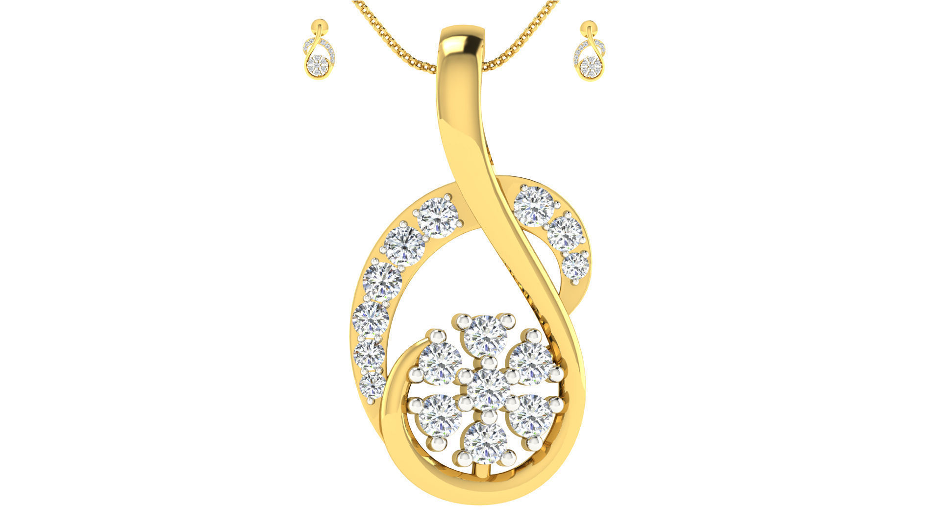 Luxury in Every Sparkle Ladies Diamond Pendant Sets 3D print model_76