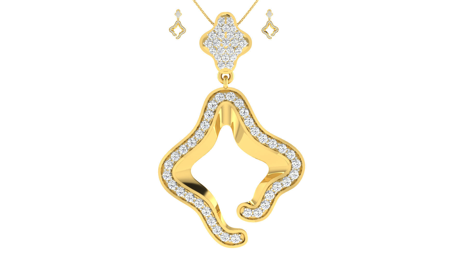 Luxury in Every Sparkle Ladies Diamond Pendant Sets 3D print model_24