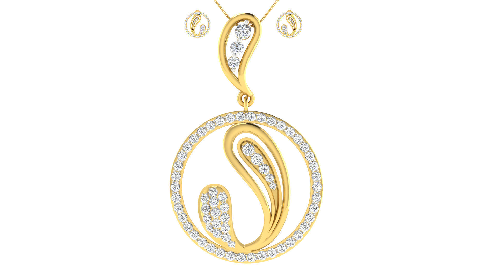 Luxury in Every Sparkle Ladies Diamond Pendant Sets 3D print model_87