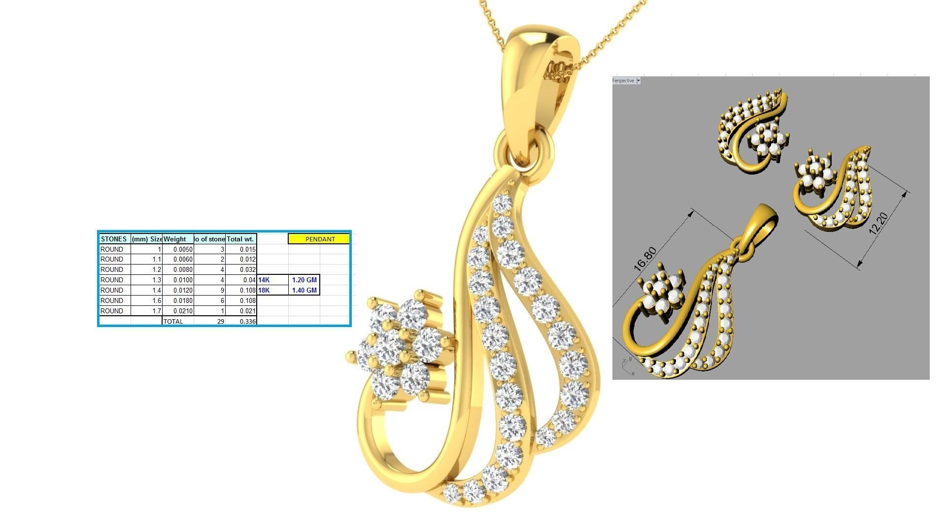 Luxury in Every Sparkle Ladies Diamond Pendant Sets 3D print model_1