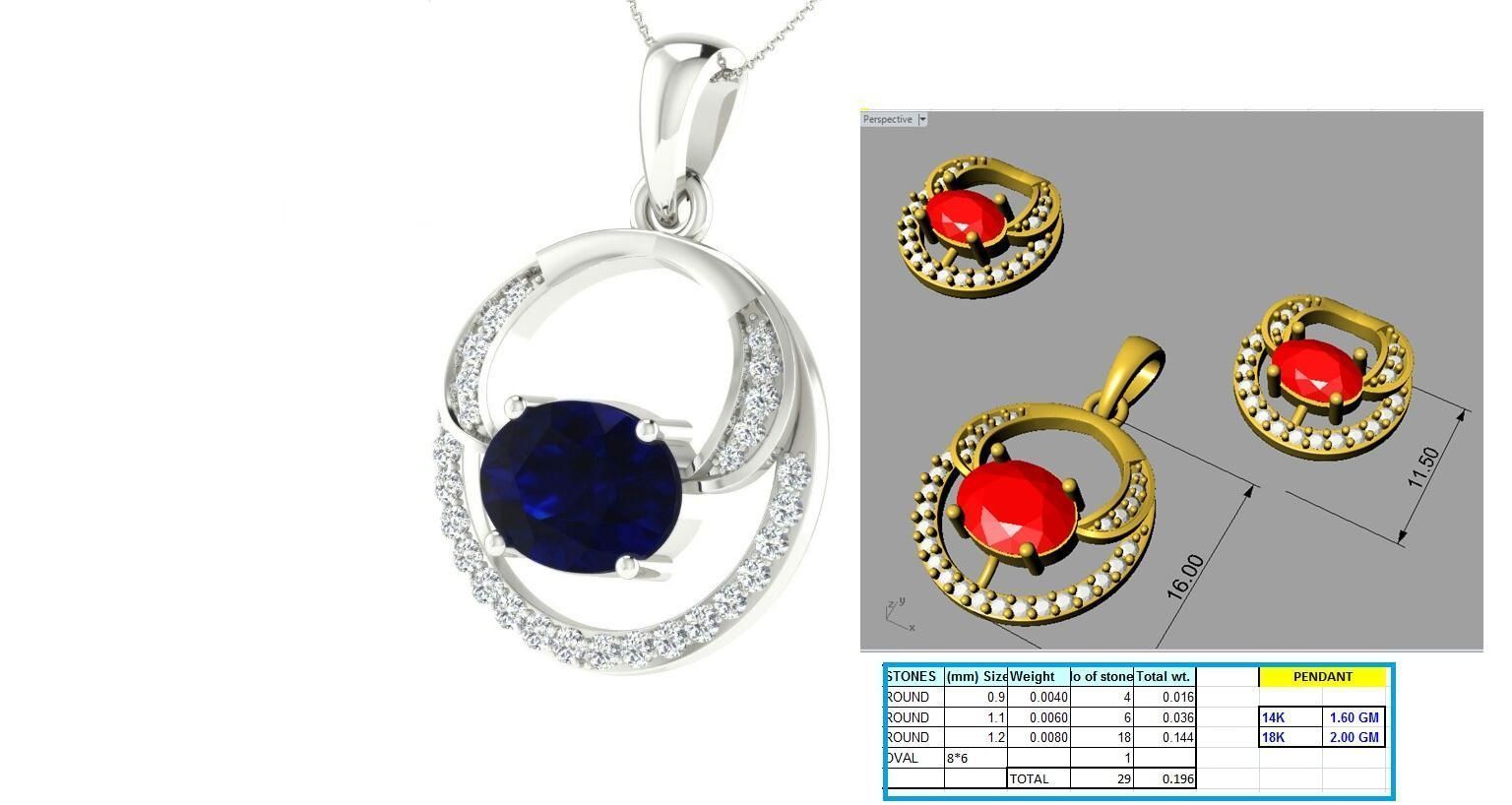 Luxury in Every Sparkle Ladies Diamond Pendant Sets 3D print model_3