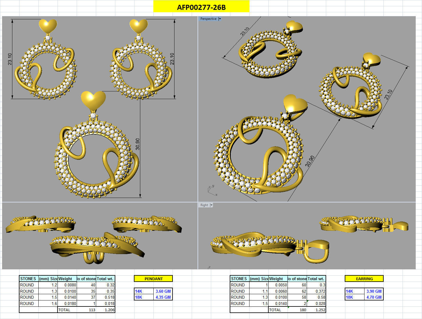 Luxury in Every Sparkle Ladies Diamond Pendant Sets 3D print model_74