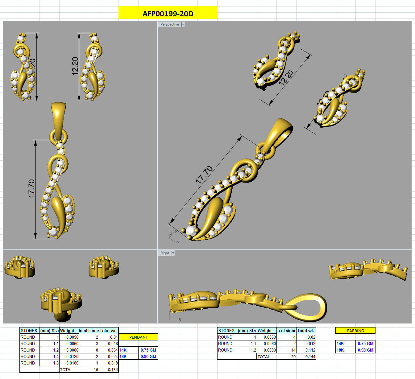 Luxury in Every Sparkle Ladies Diamond Pendant Sets 3D print model_77