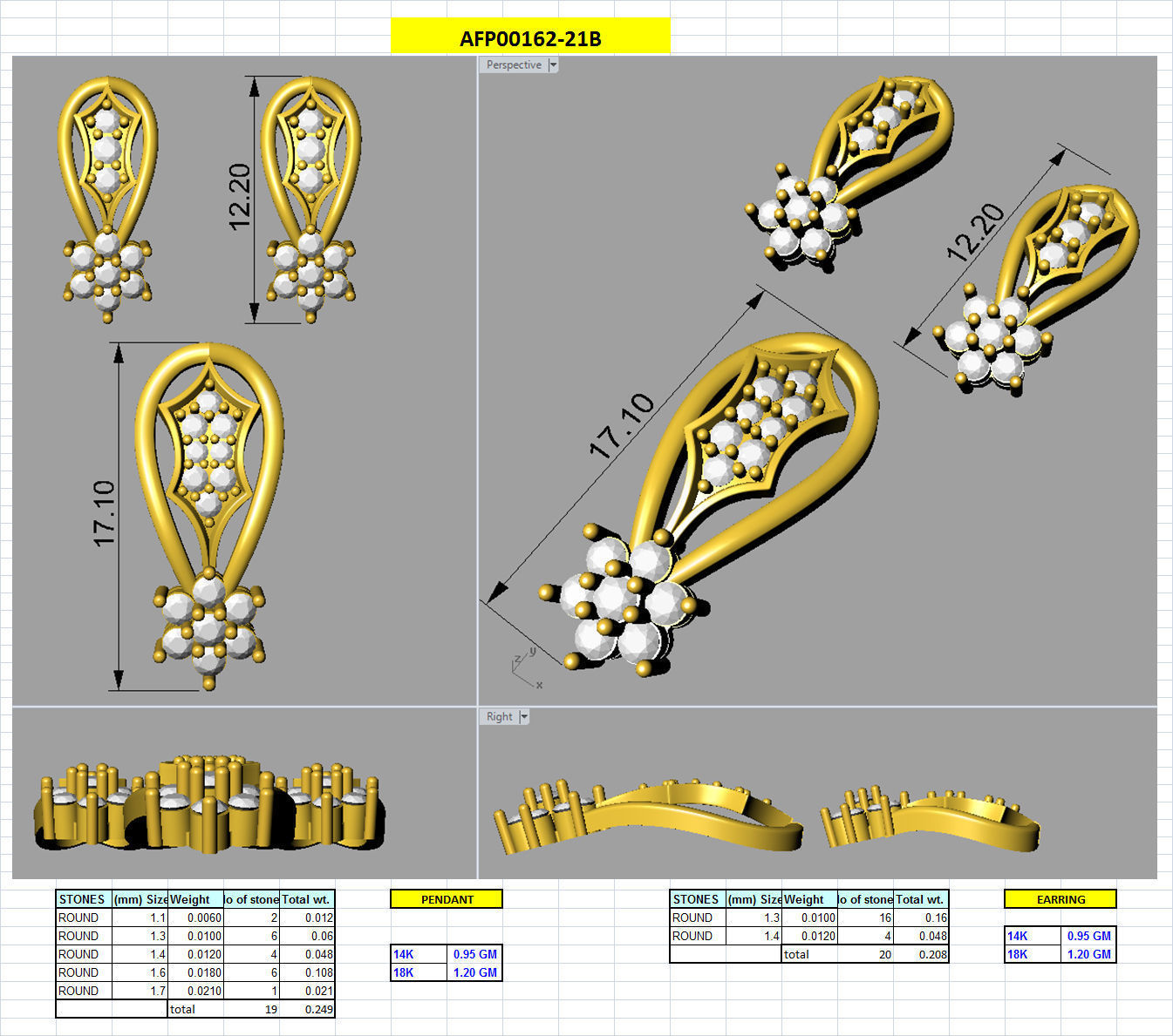 Luxury in Every Sparkle Ladies Diamond Pendant Sets 3D print model_97