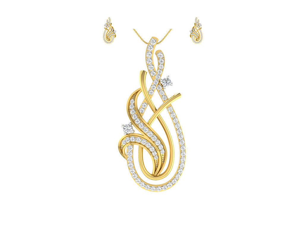 Luxury in Every Sparkle Ladies Diamond Pendant Sets 3D print model_16