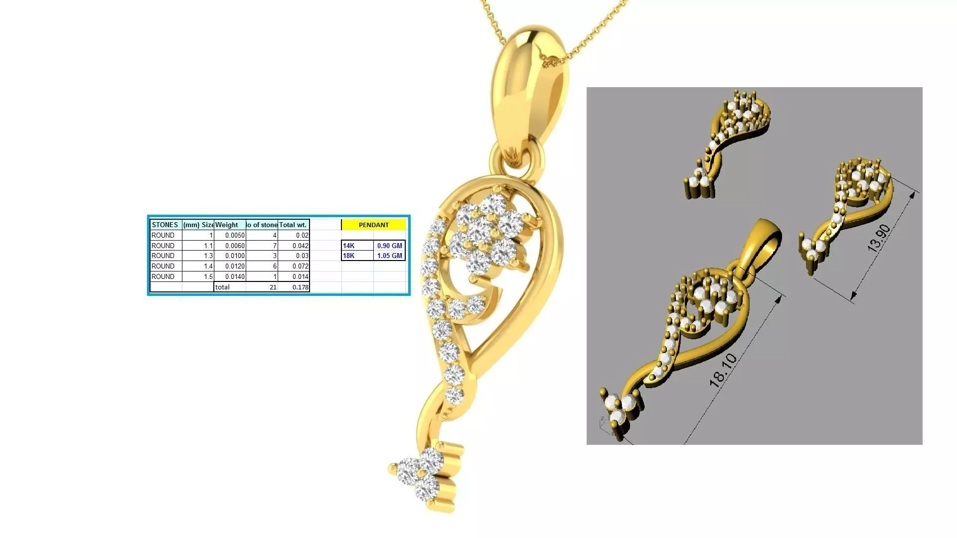 Luxury in Every Sparkle Ladies Diamond Pendant Sets 3D print model_0