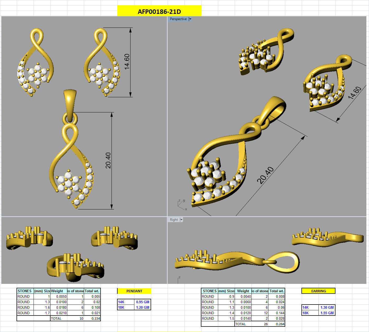 Luxury in Every Sparkle Ladies Diamond Pendant Sets 3D print model_79