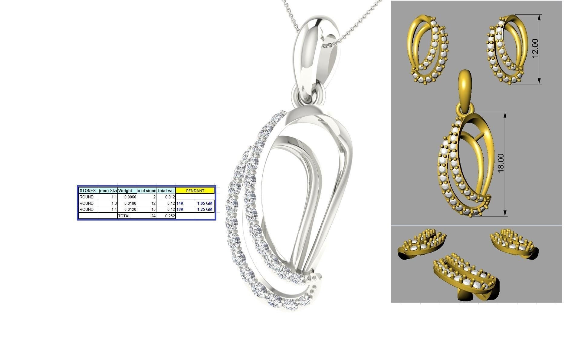 Luxury in Every Sparkle Ladies Diamond Pendant Sets 3D print model_12