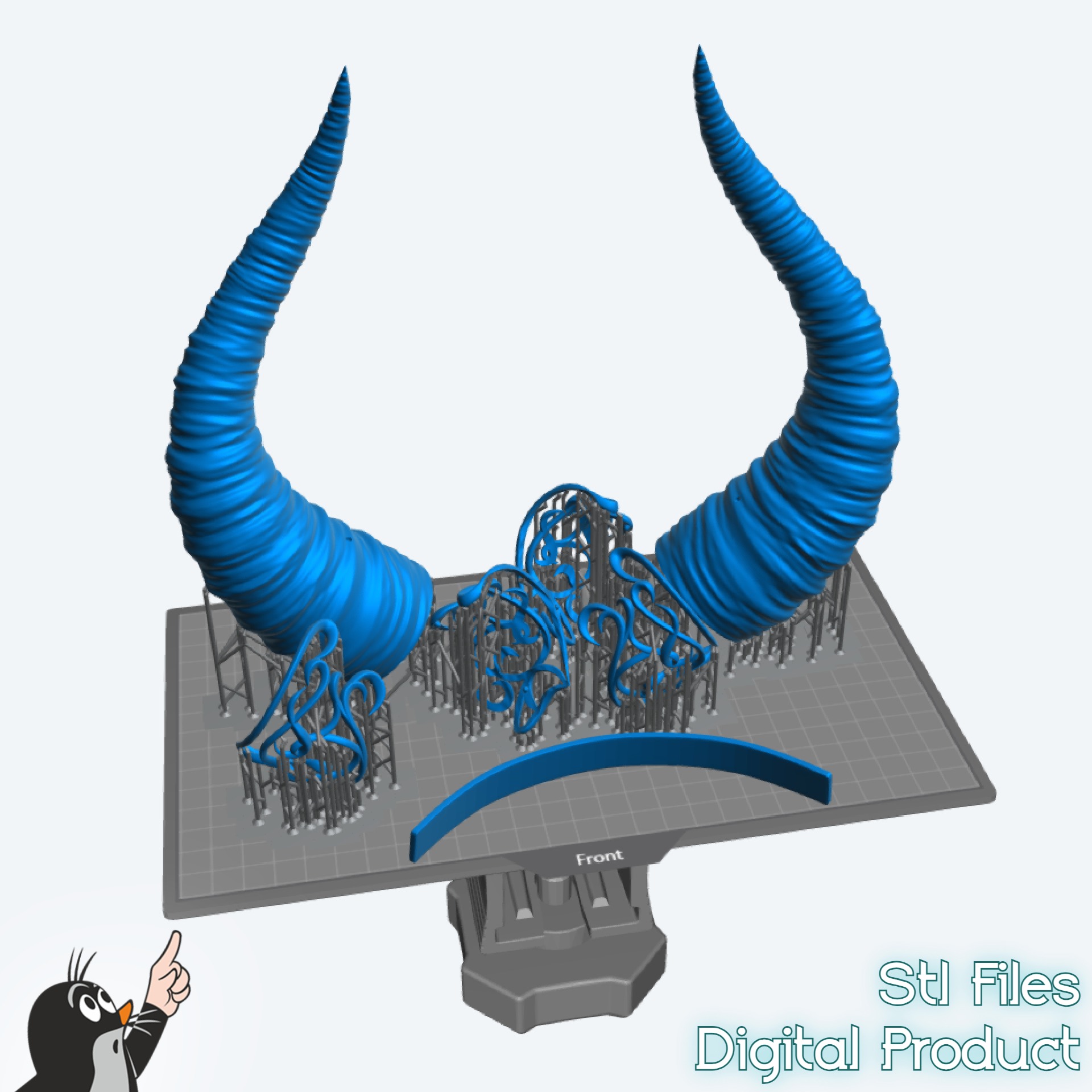 Fantasy Horns with Ornament Cosplay Set 3D print model_11