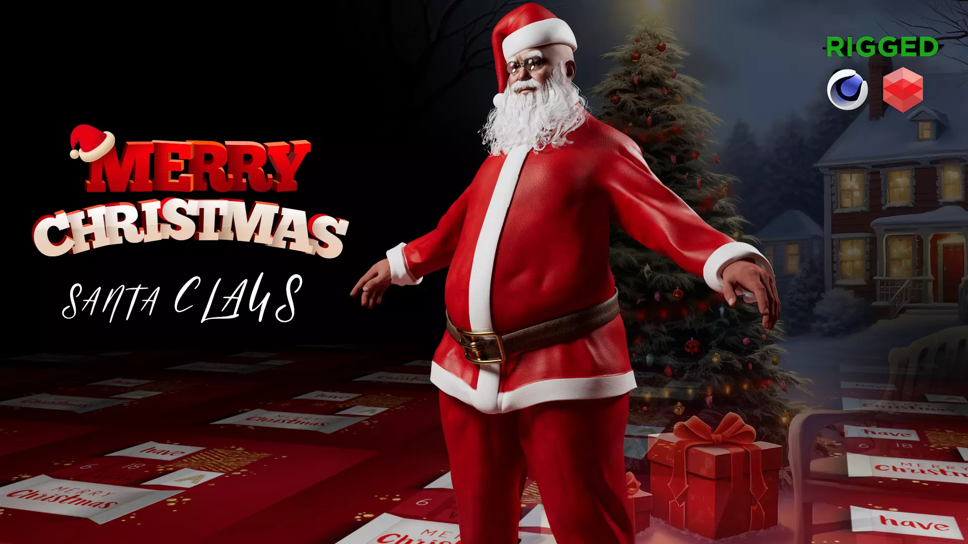 SANTA CLAUS RIGGED Low-poly 3D model_0