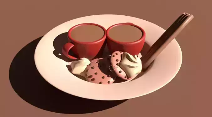 Cute 3D Coffee And Cookies