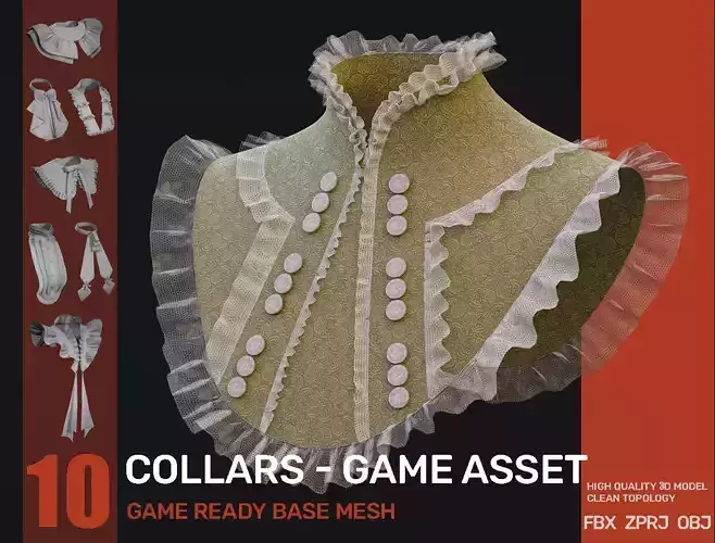 collection 10 COLLARS 3D model Low-poly 3D model