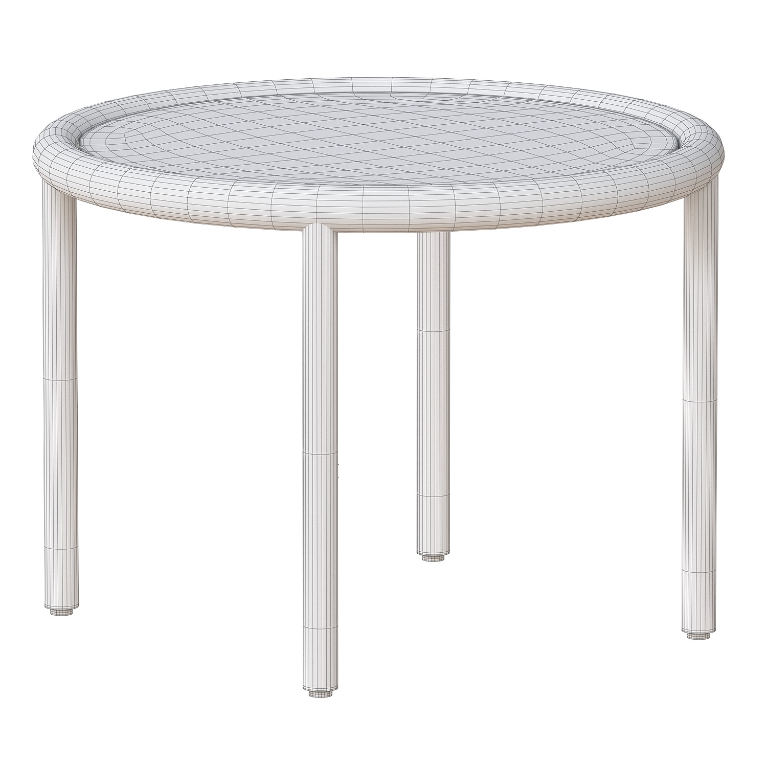 Metal sofa table with mirror top Low-poly 3D model_1