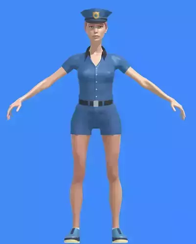 Police Women Character Low-poly 3D model