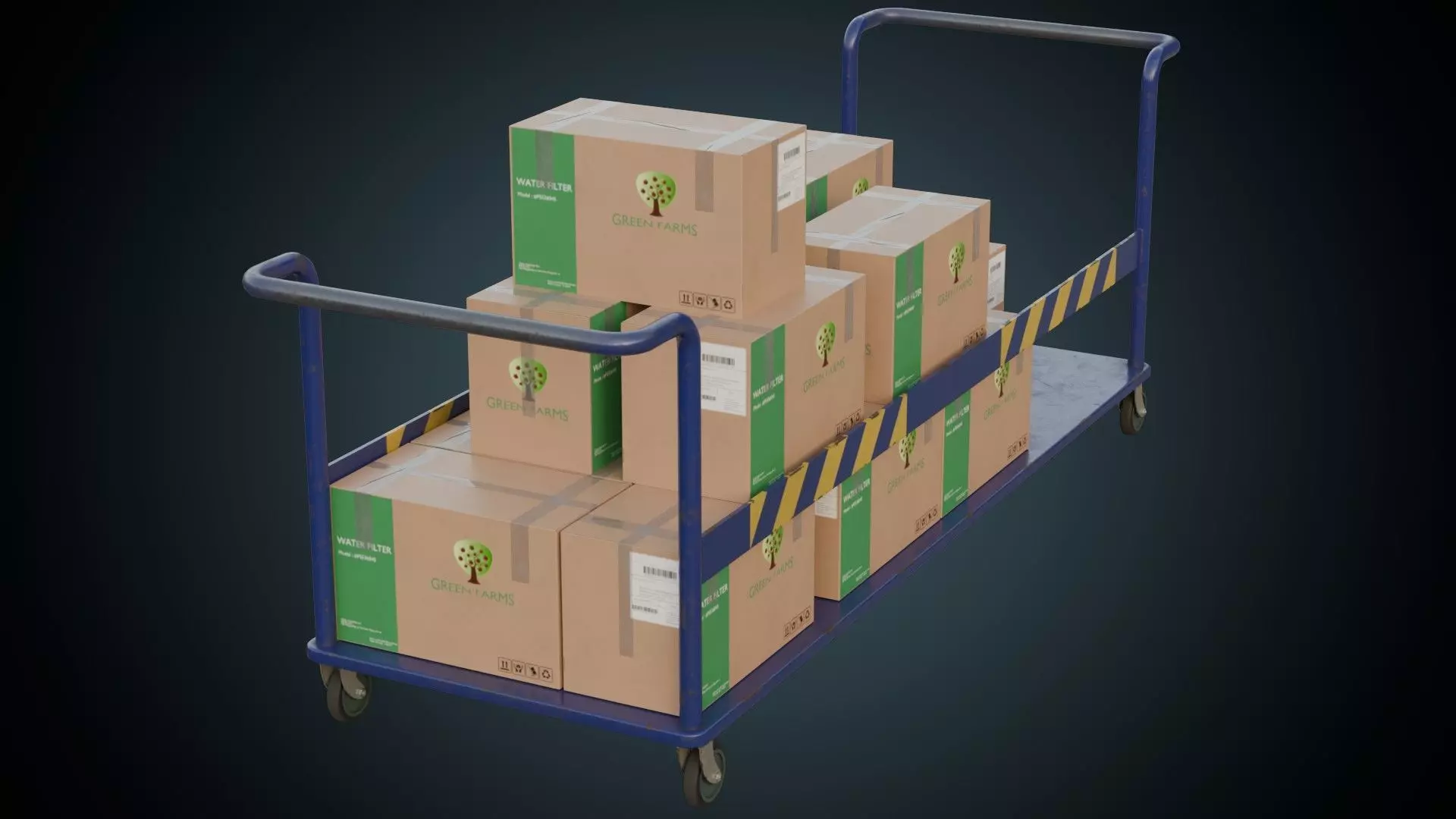 Transport Trolley 1B Low-poly 3D model_0