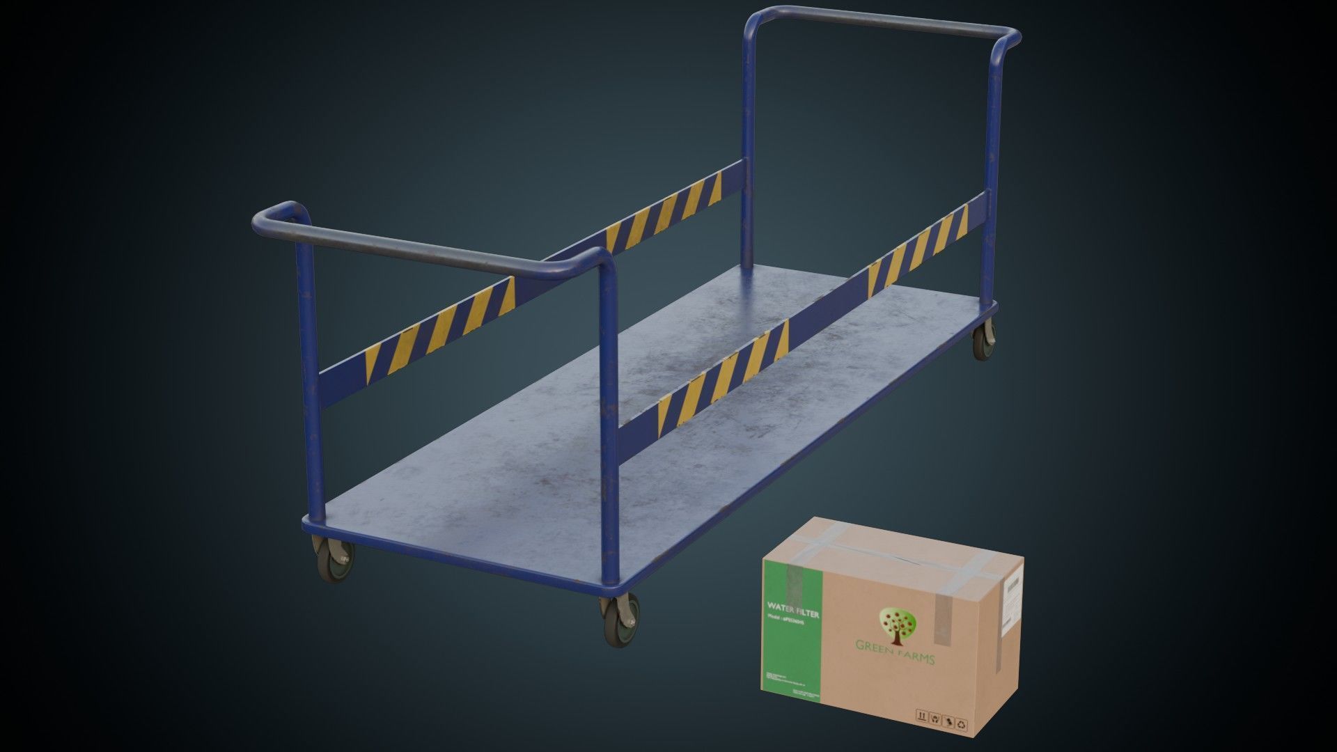Transport Trolley 1B Low-poly 3D model_3