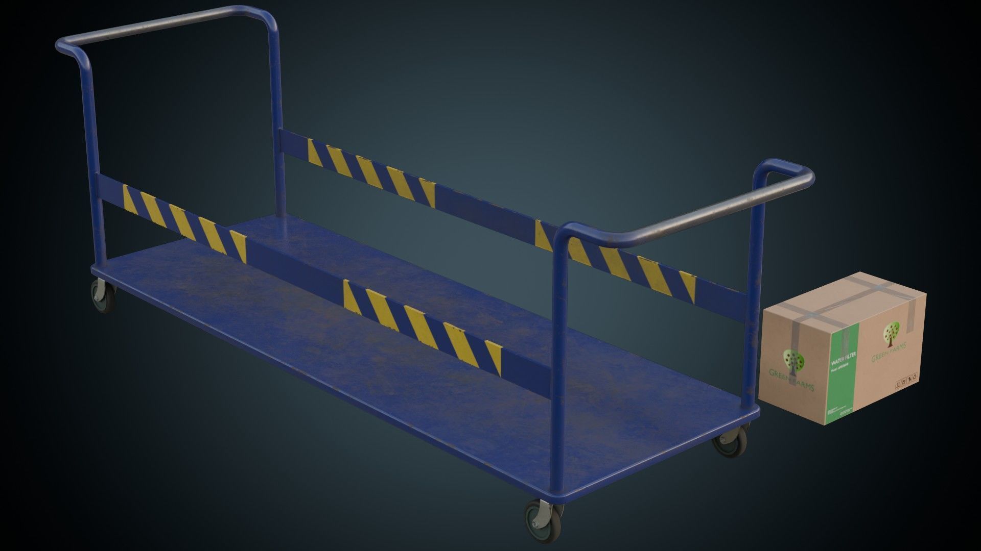 Transport Trolley 1B Low-poly 3D model_4