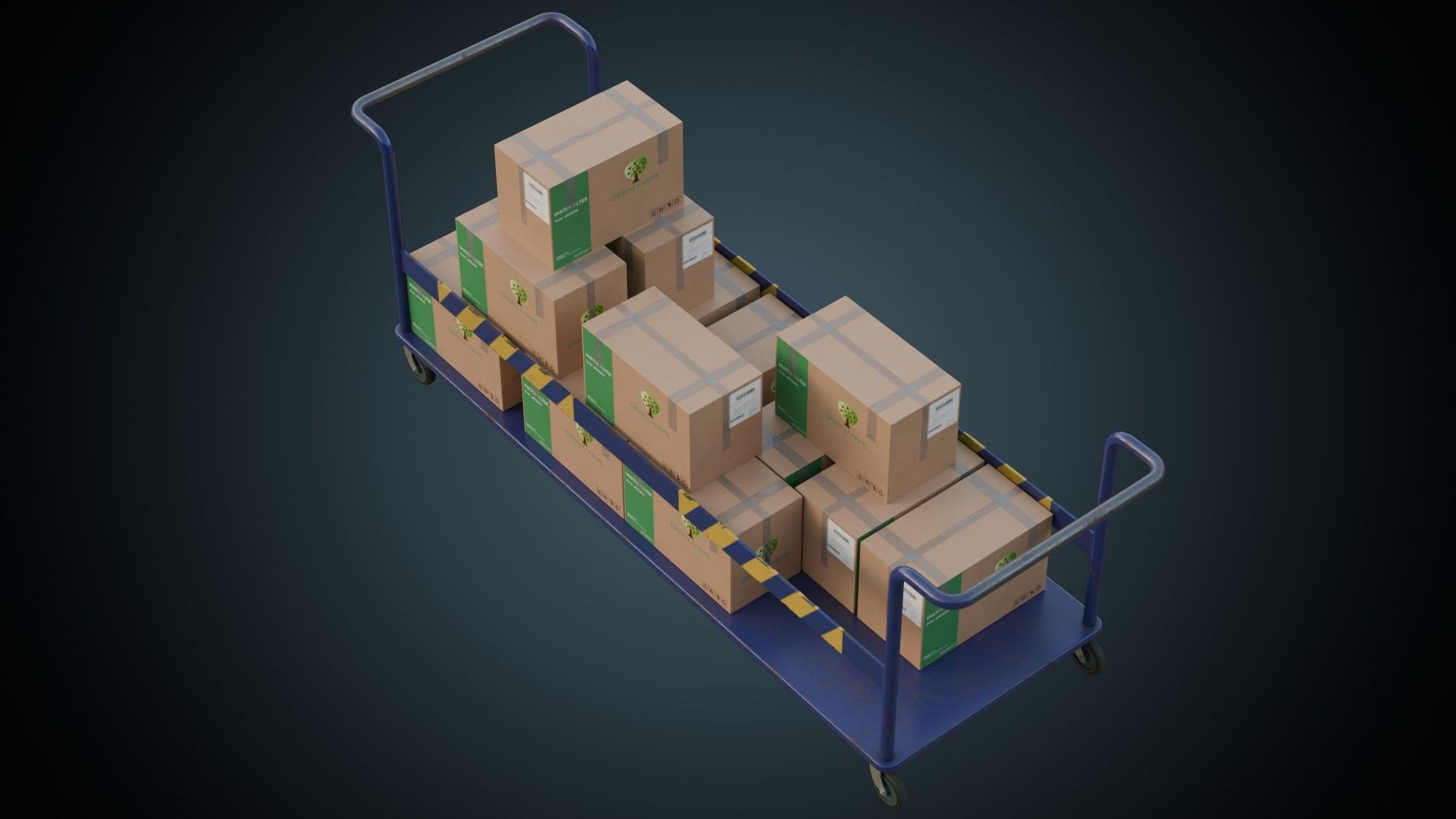 Transport Trolley 1B Low-poly 3D model_1