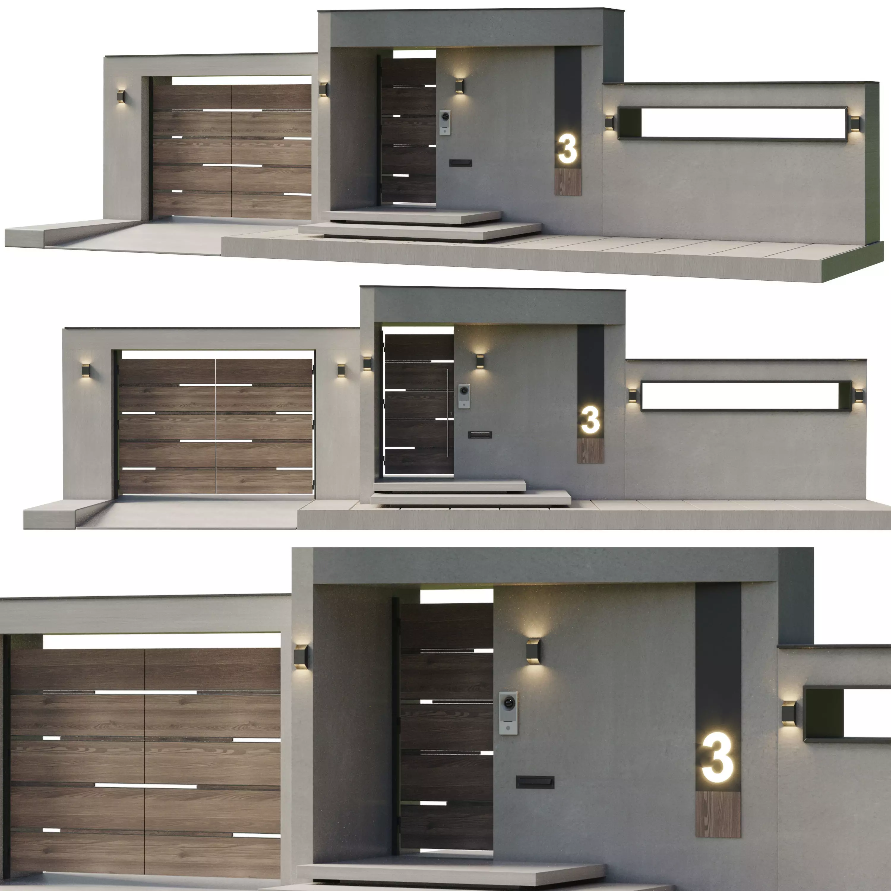 Door Outdoor entrance and fence 07 3D model_0