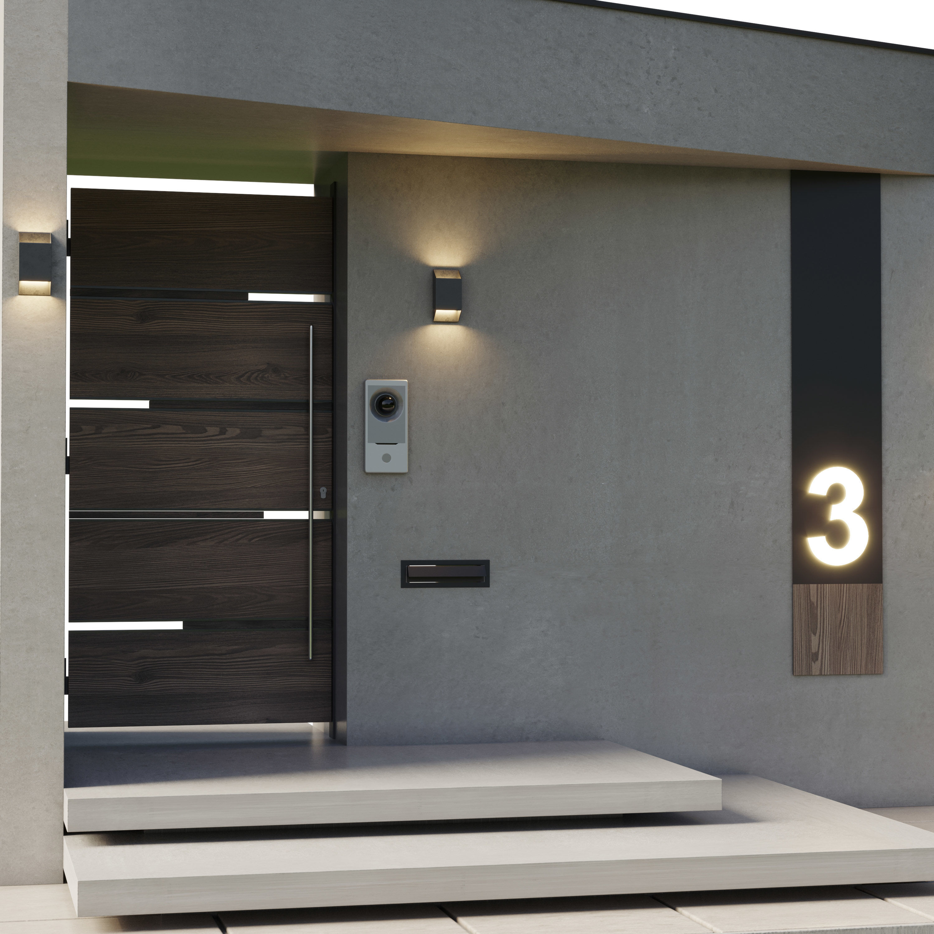 Door Outdoor entrance and fence 07 3D model_5