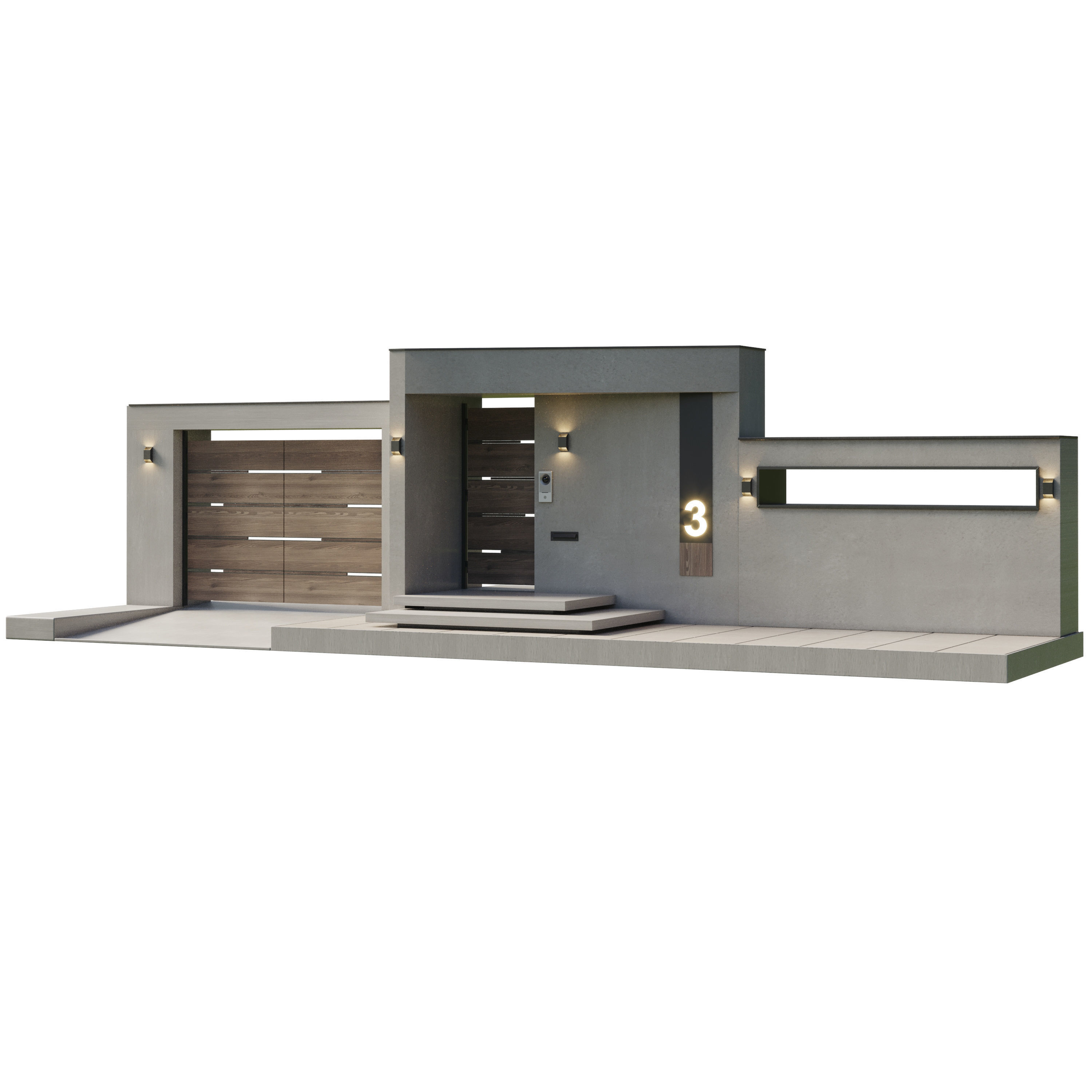 Door Outdoor entrance and fence 07 3D model_1