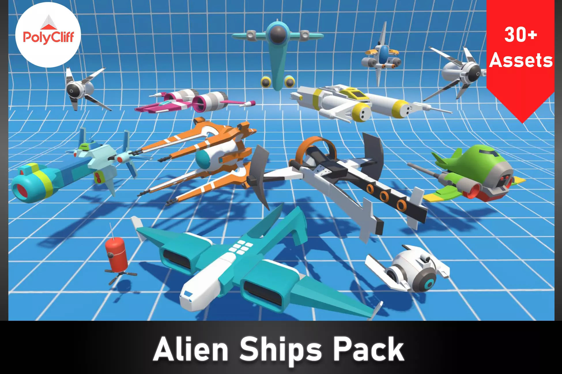 Alien Ship Pack Low-poly 3D model_0