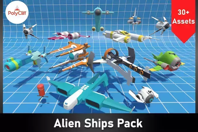 Alien Ship Pack Low-poly 3D model