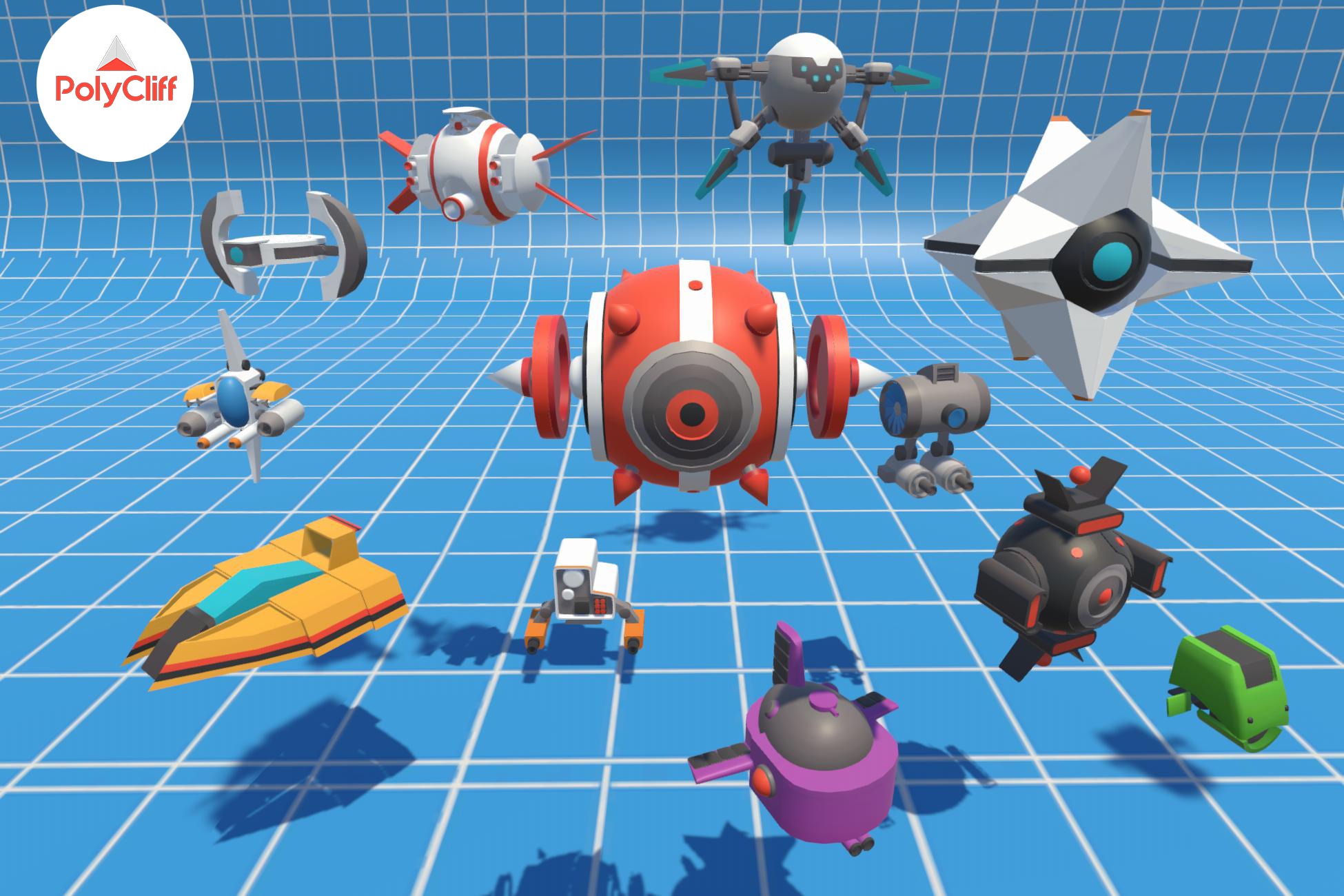 Alien Ship Pack Low-poly 3D model_2