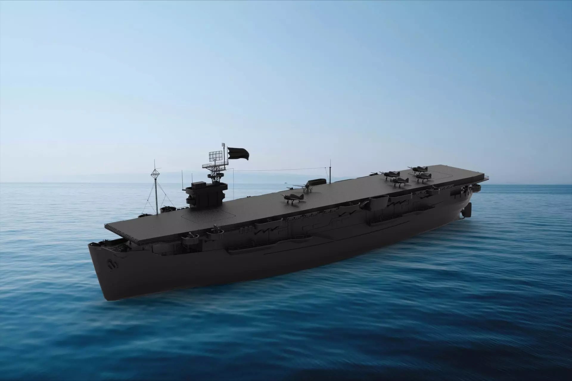 USS Bogue escort carrier 3D model_0