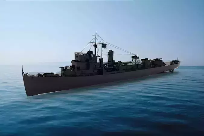 USS Buckley Destroyer Escort 3D model