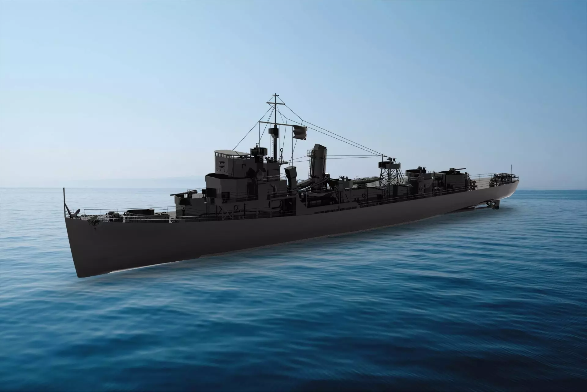 USS Buckley Destroyer Escort 3D model_0