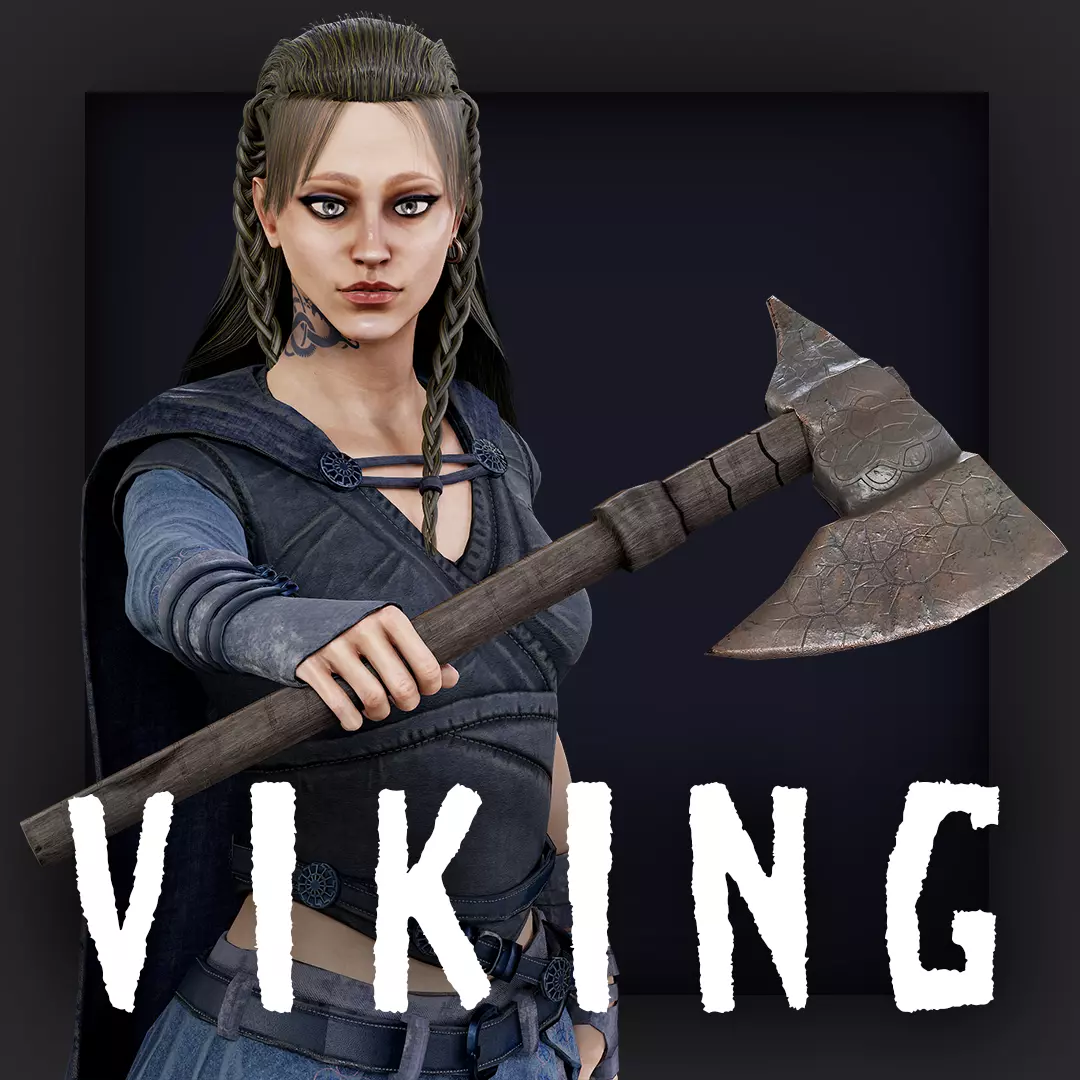 VIKING R 5 WOMAN BERSERKER Low-poly 3D model_0