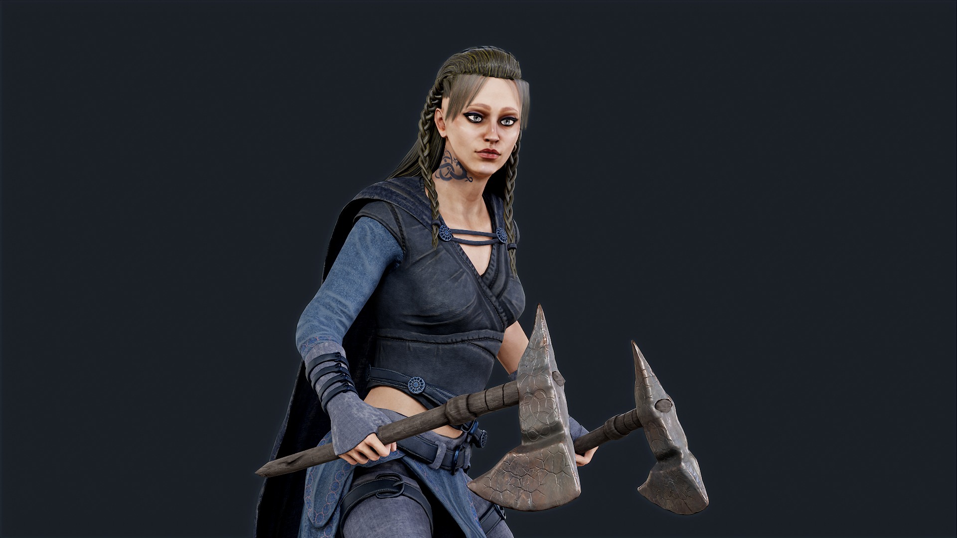 VIKING R 5 WOMAN BERSERKER Low-poly 3D model_3