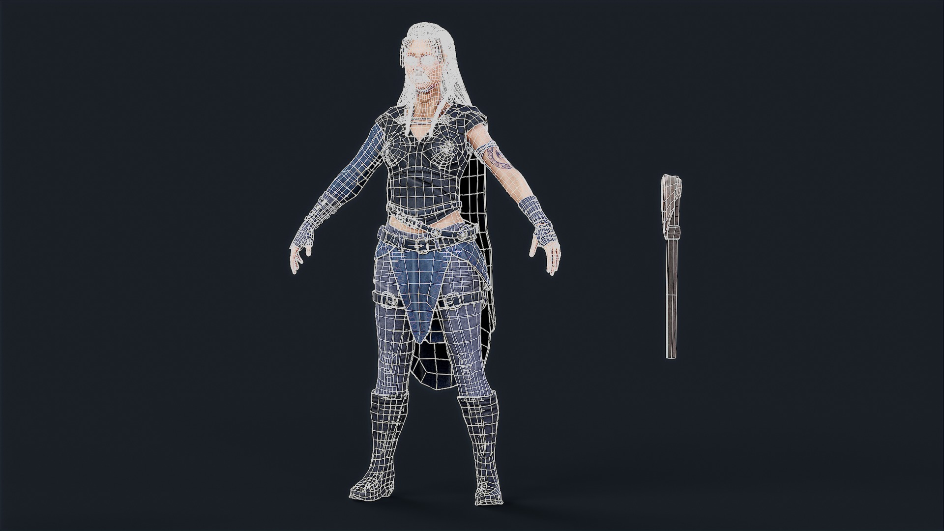 VIKING R 5 WOMAN BERSERKER Low-poly 3D model_14