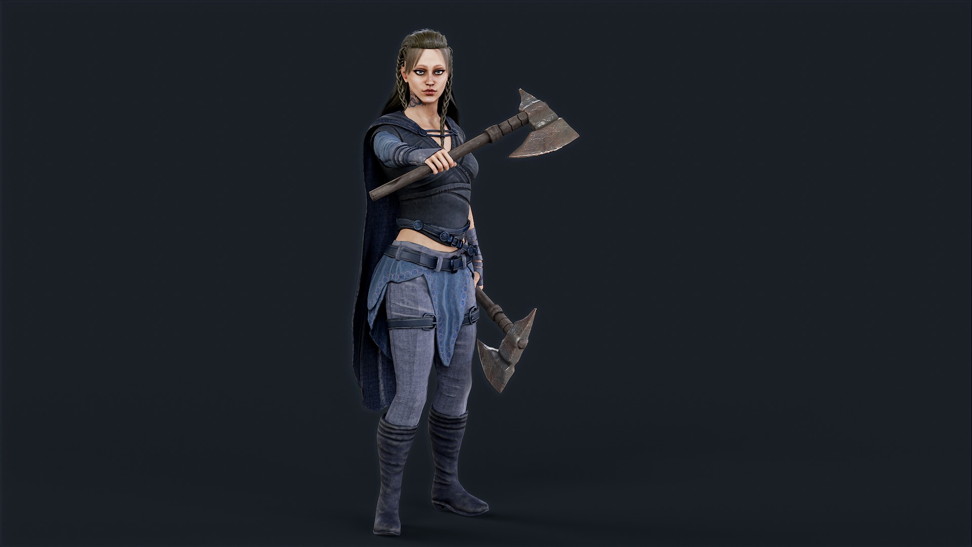 VIKING R 5 WOMAN BERSERKER Low-poly 3D model_7