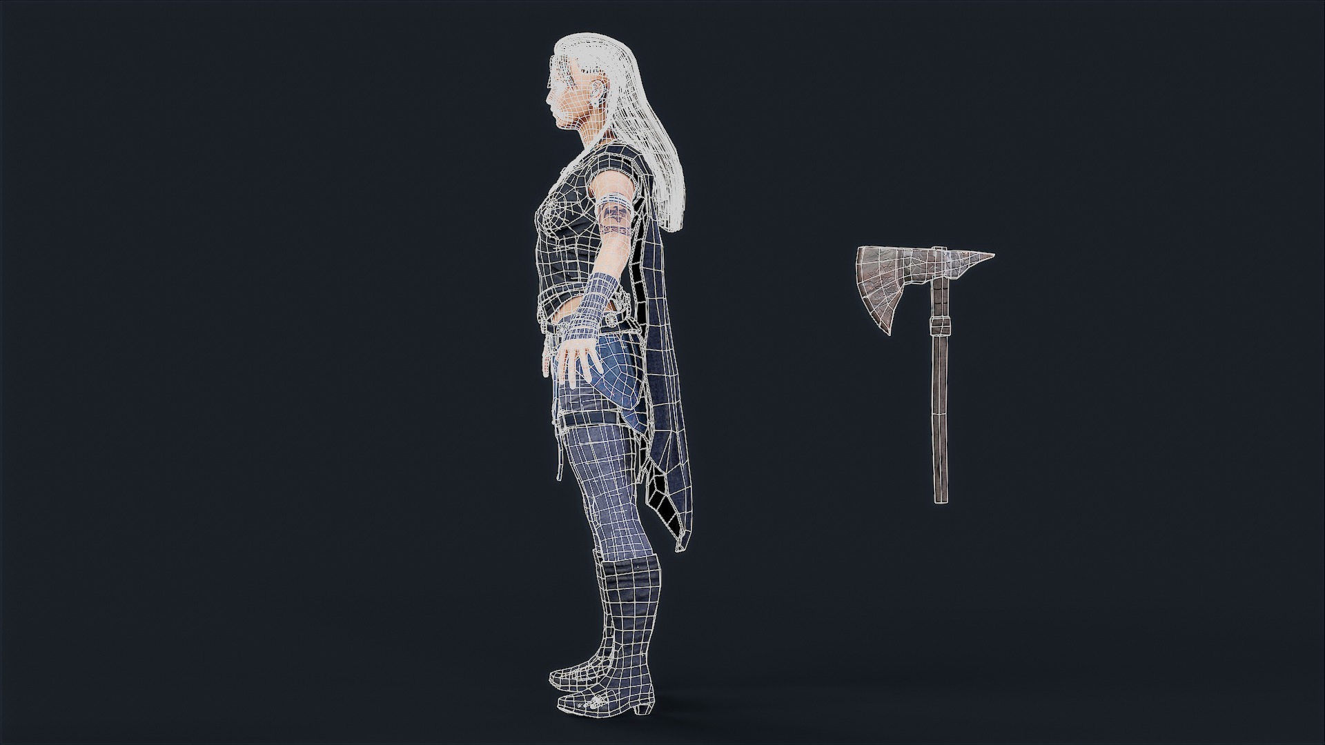 VIKING R 5 WOMAN BERSERKER Low-poly 3D model_12