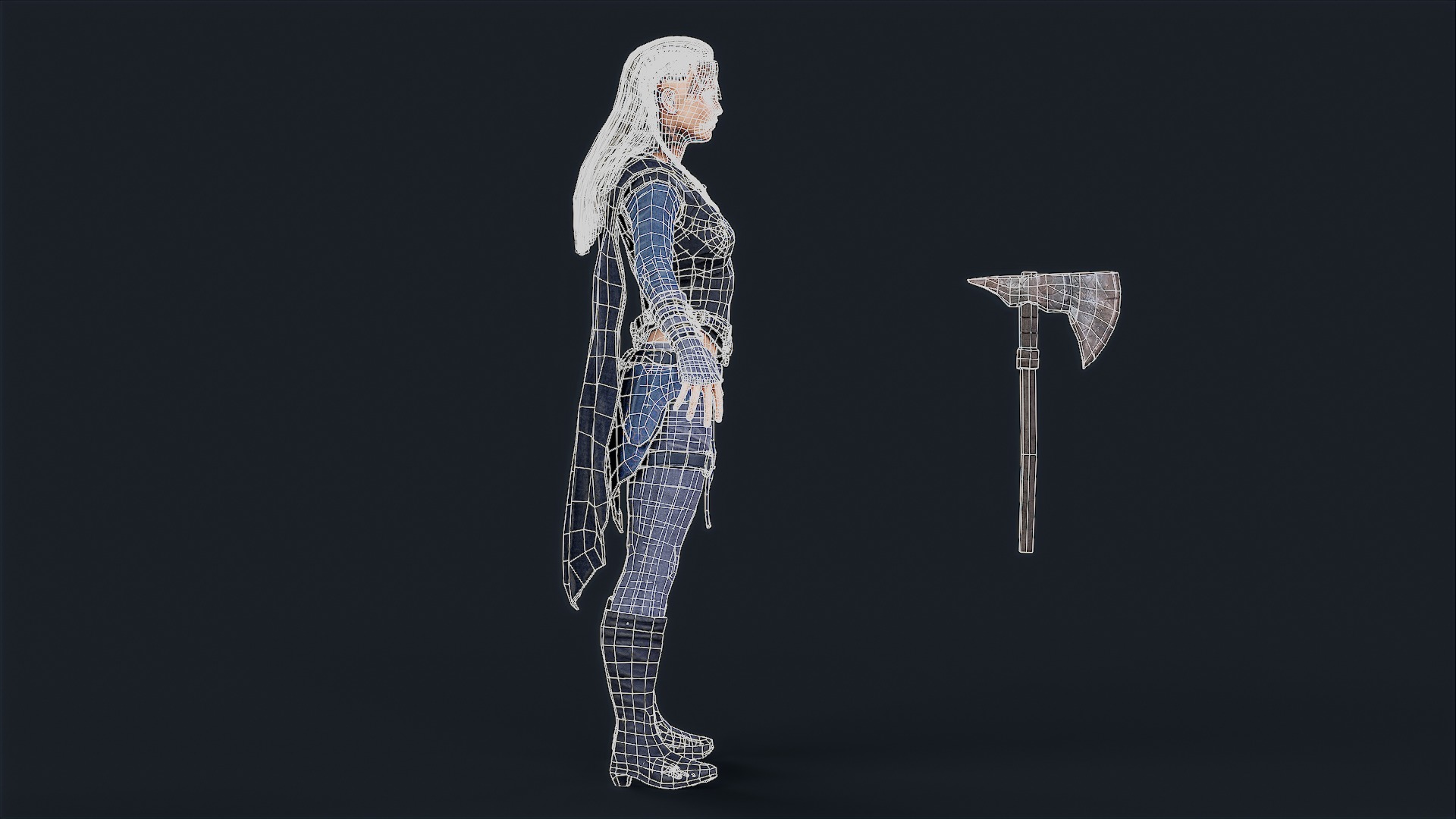 VIKING R 5 WOMAN BERSERKER Low-poly 3D model_13