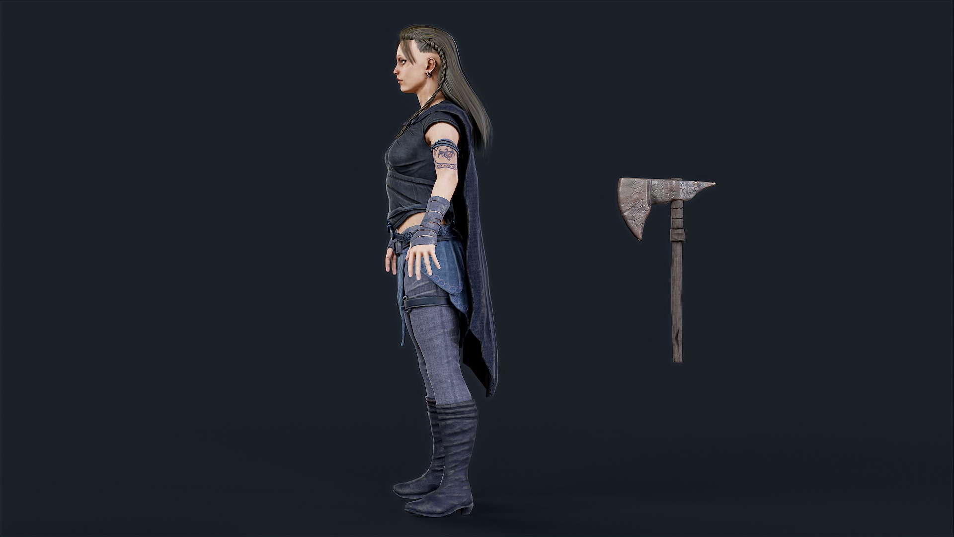 VIKING R 5 WOMAN BERSERKER Low-poly 3D model_11
