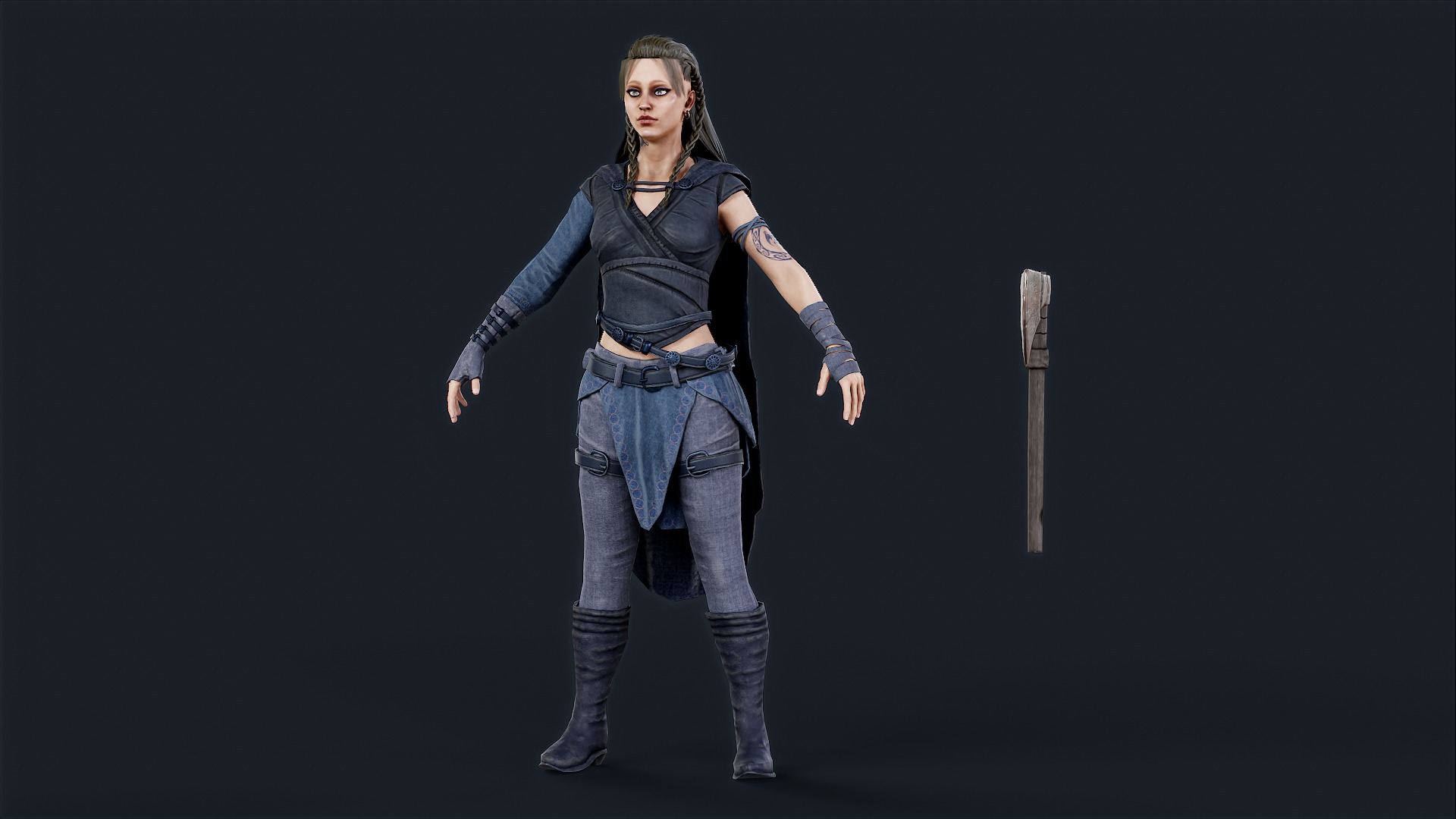 VIKING R 5 WOMAN BERSERKER Low-poly 3D model_8