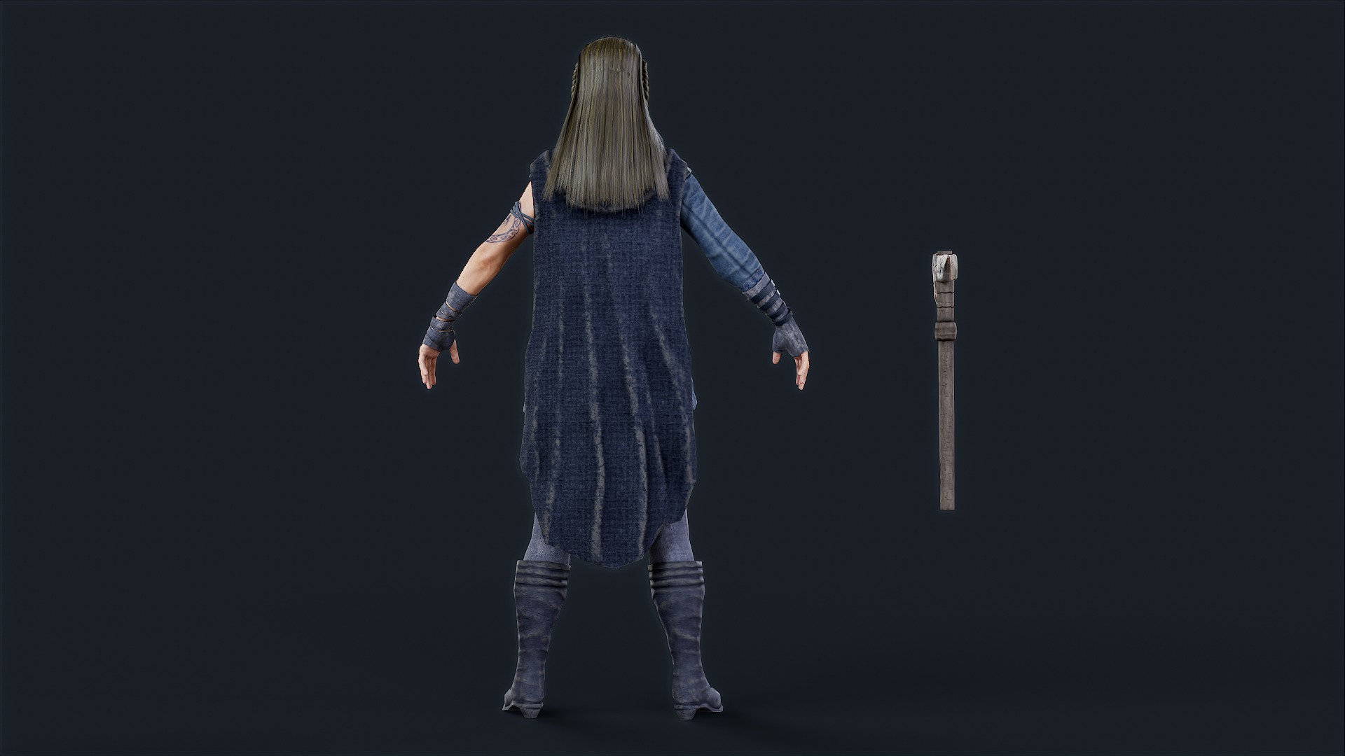 VIKING R 5 WOMAN BERSERKER Low-poly 3D model_10