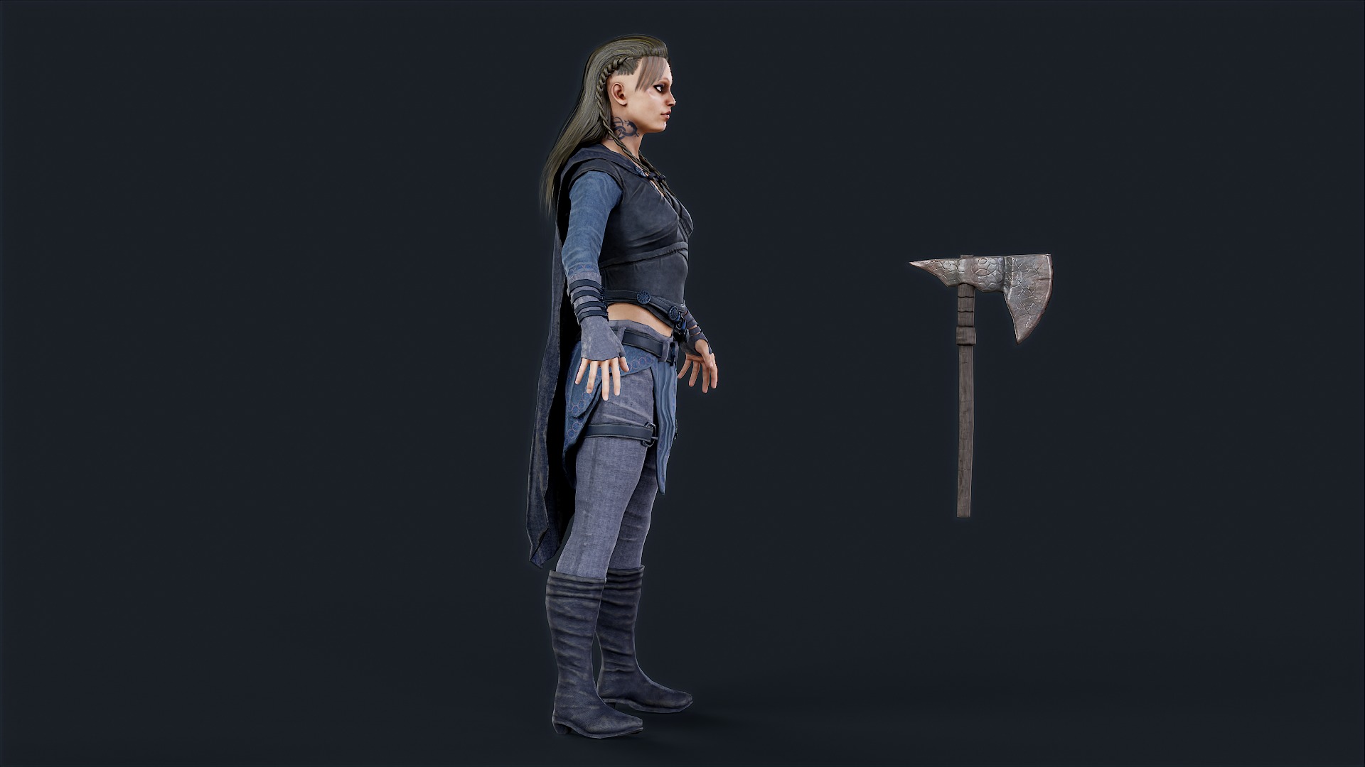 VIKING R 5 WOMAN BERSERKER Low-poly 3D model_9