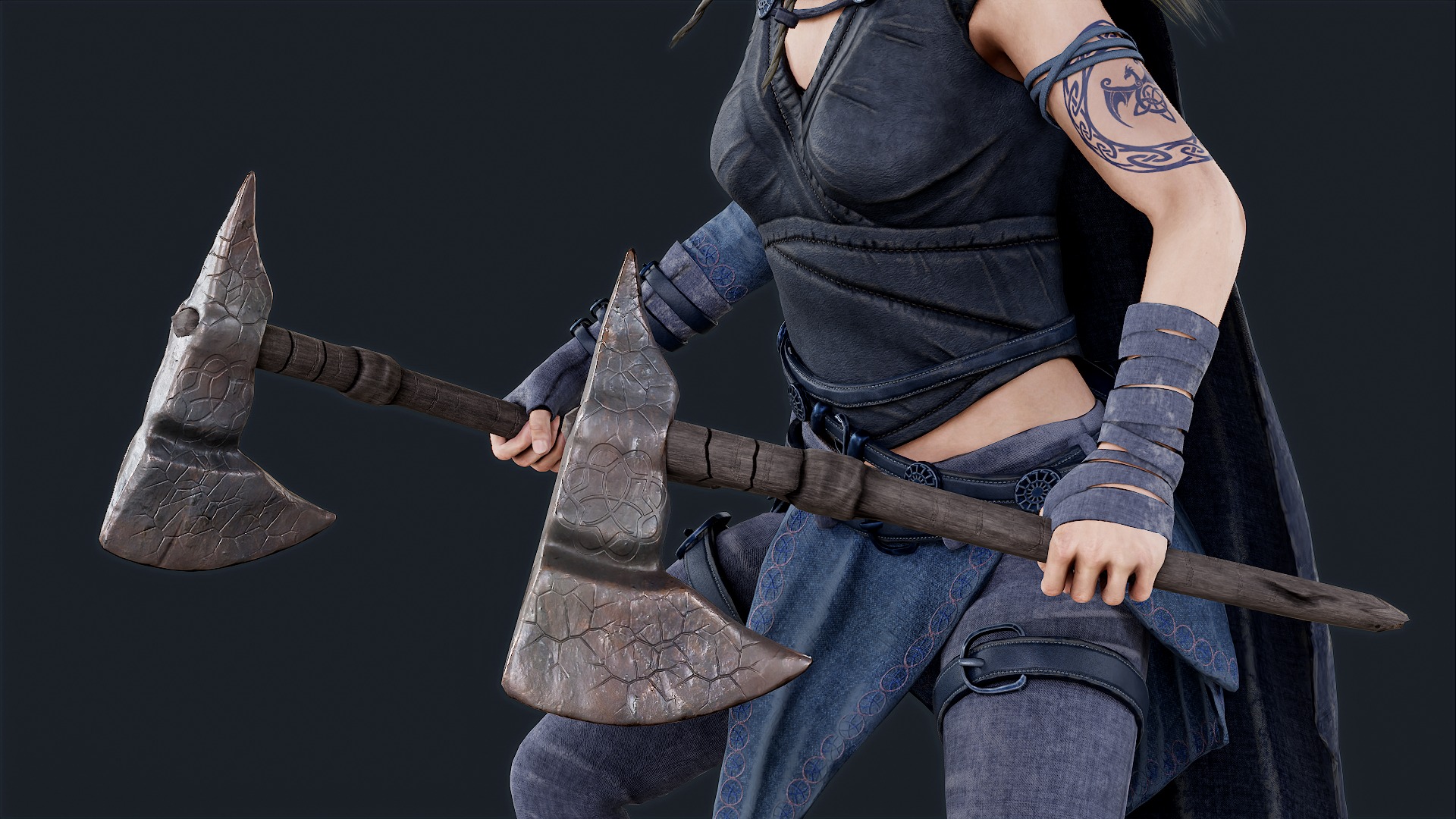 VIKING R 5 WOMAN BERSERKER Low-poly 3D model_4