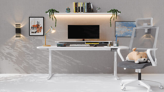 Table with Desk Shelf Low-poly 3D model