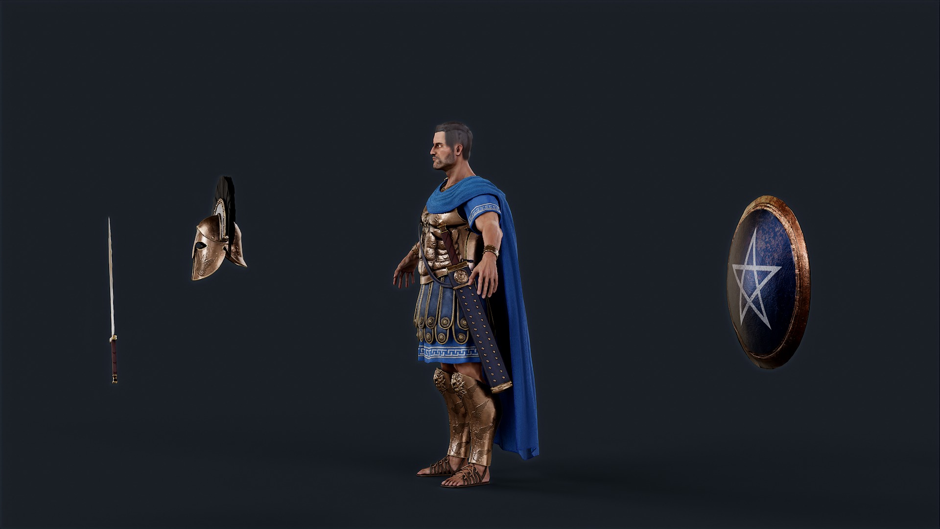 Athenian Royal Guard  Low-poly 3D model_11