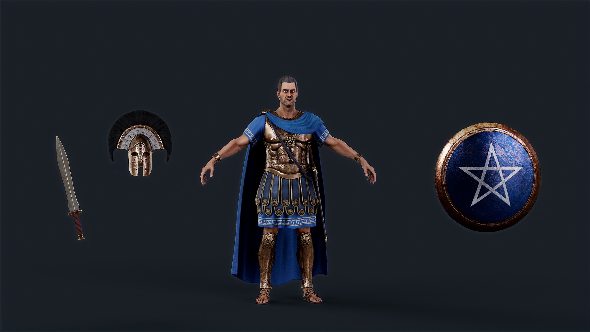 Athenian Royal Guard  Low-poly 3D model_8