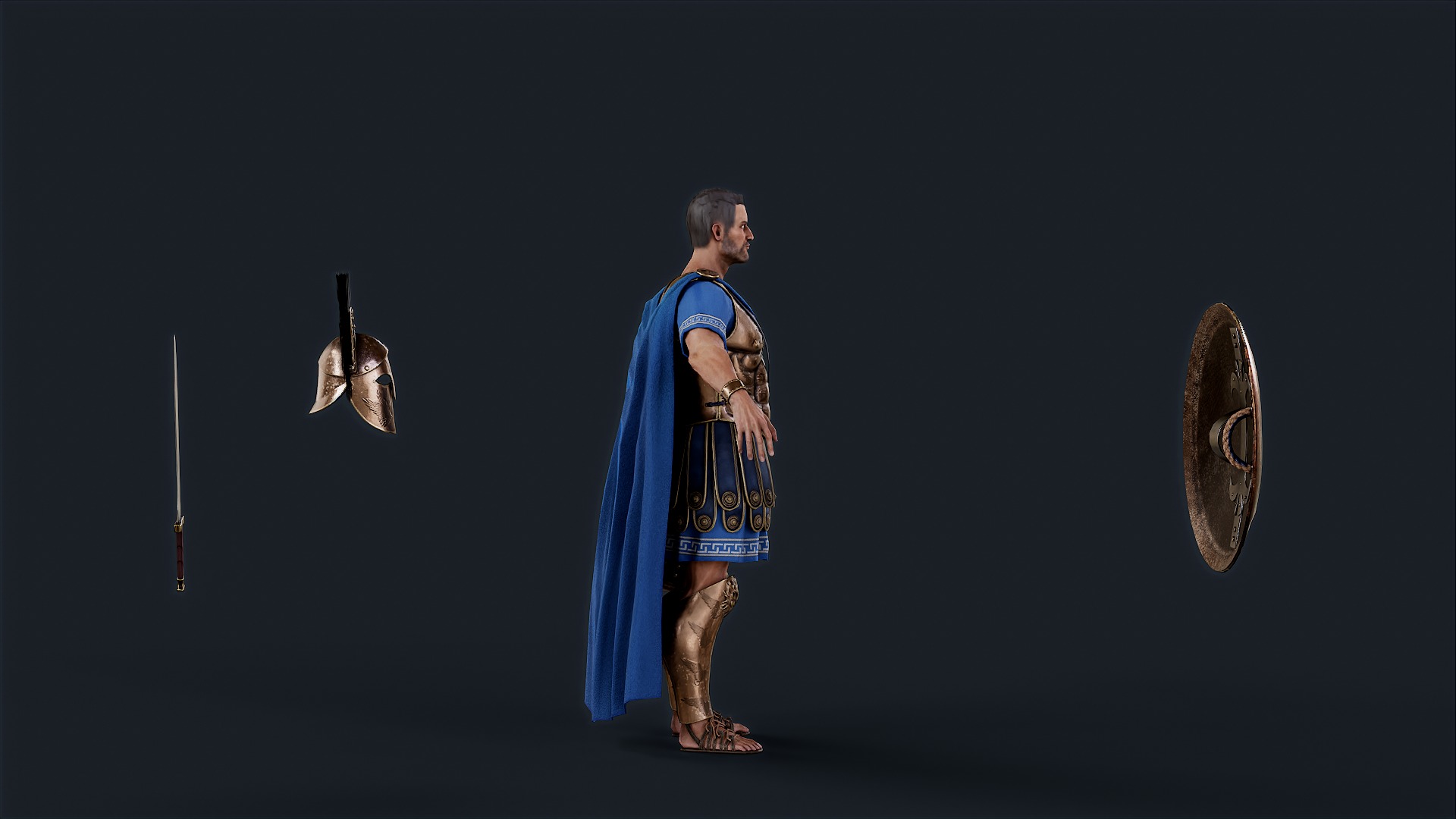 Athenian Royal Guard  Low-poly 3D model_9