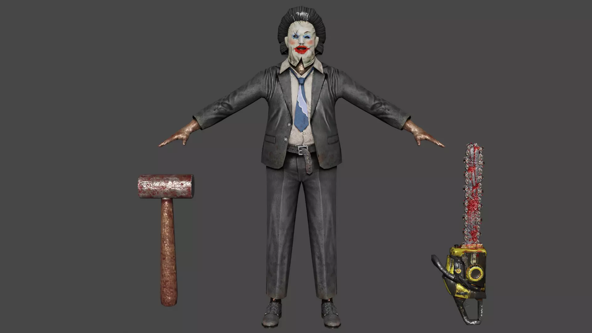 Leather face Low-poly 3D model