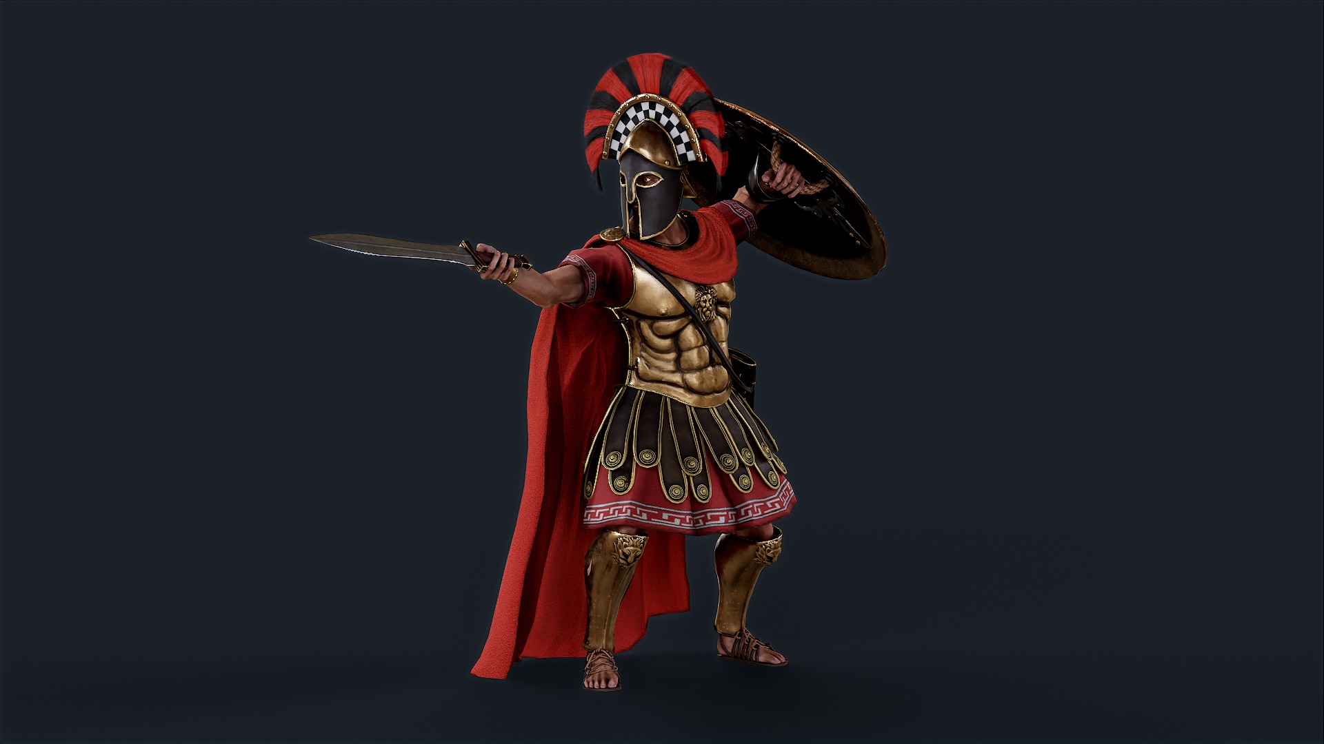 Spartan General Royal Guard Low-poly 3D model_3